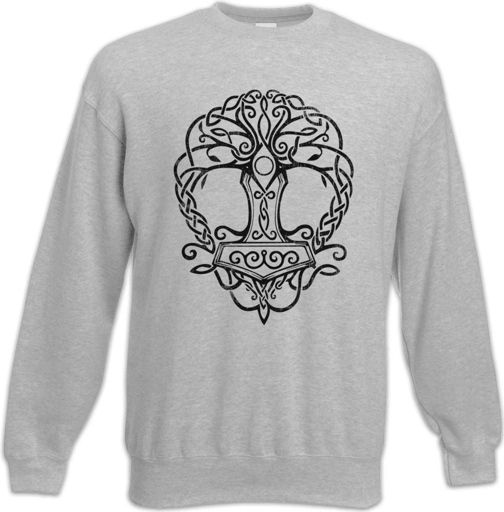 Urban Backwoods Yggdrasil Mjölnir, Sweatshirt, Farbe: Hellgrau, Größe: 3XL