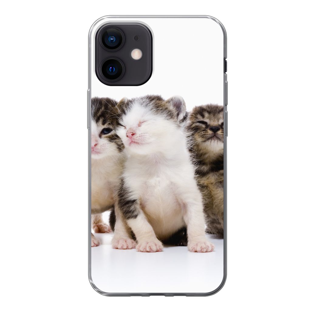 MuchoWow Handyhülle Schutzhülle Hülle für iPhone 12 Katze - Haustiere - Fell - Porträt Silikon Softcase Handy Hülle - Schutzhülle