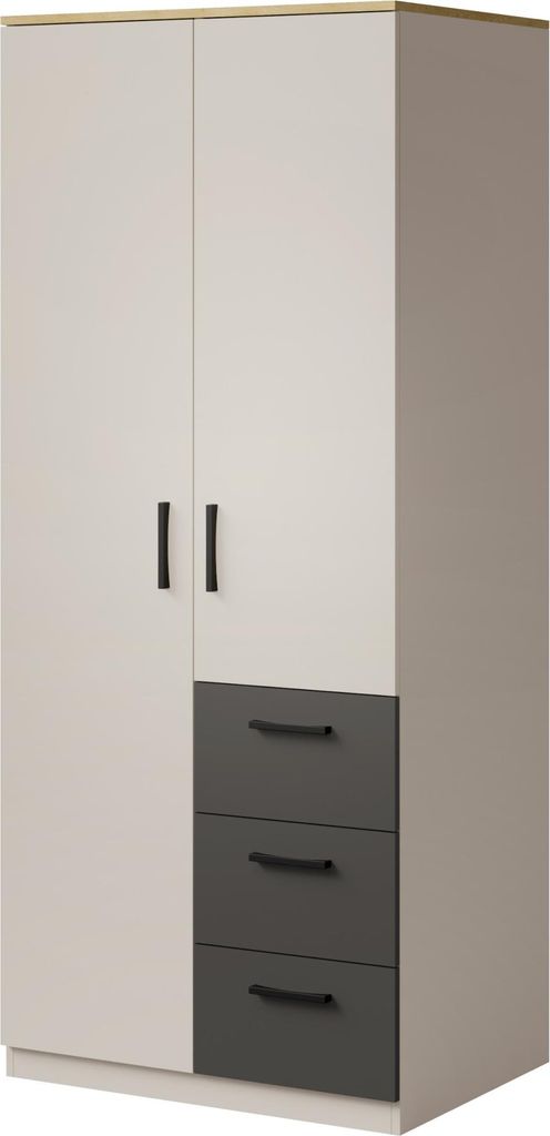 Schrank mit Schubladen Billz 2D3S 80 Kaschmir/Eiche Cremona Produktbild 