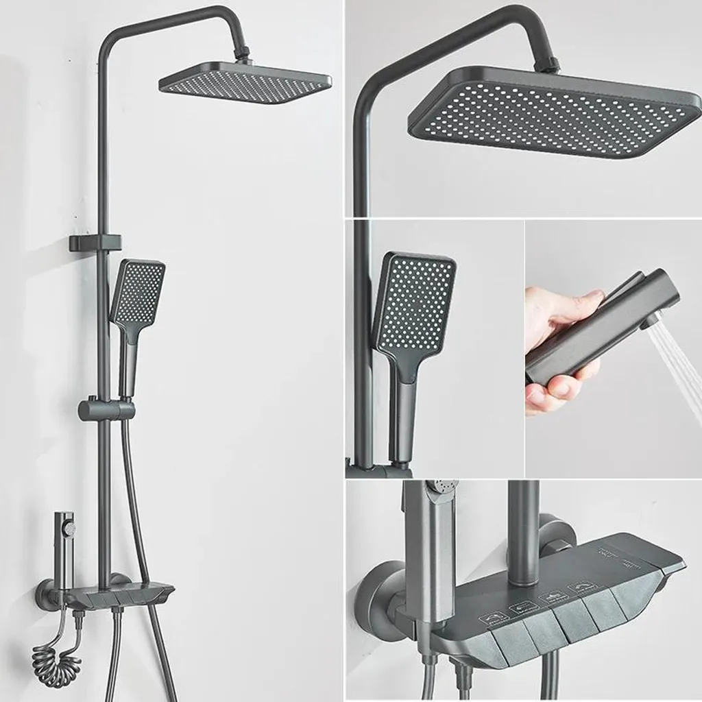Mitigeur de douche gris bronze avec cartouche céramique durable