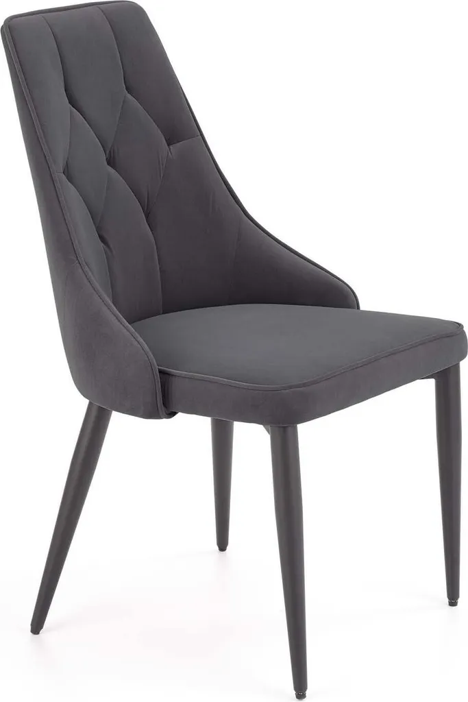 Chaise scandinave K365 tissu gris et pieds noirs métal - Style moderne