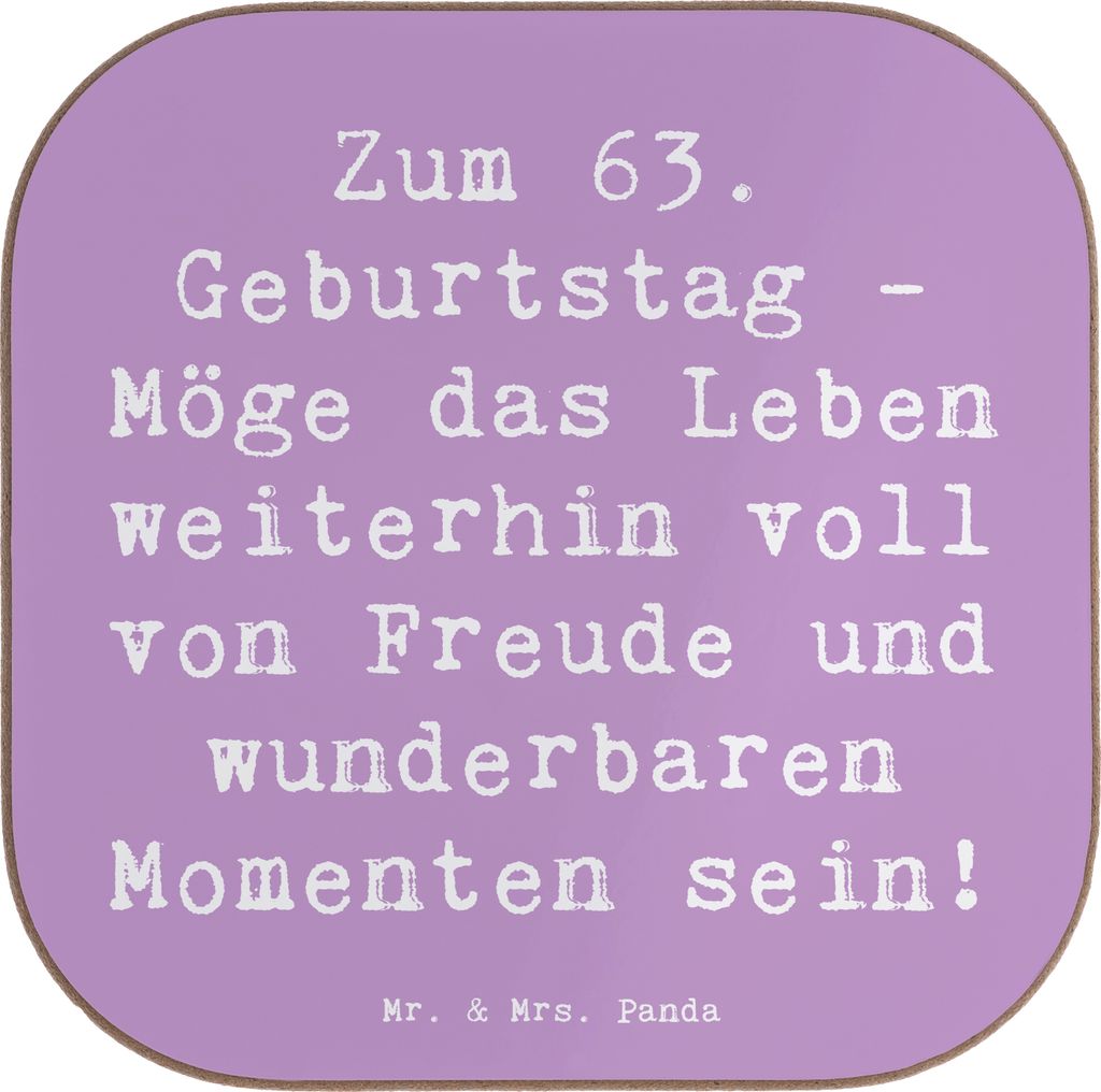 Mr. & Mrs. Panda Untersetzer Glas Spruch 63. Geburtstag Freude - Lavendeltraum - Geschenk, Tassenuntersetzer, Geburtstagsfeier, einzigartiges, Alte...