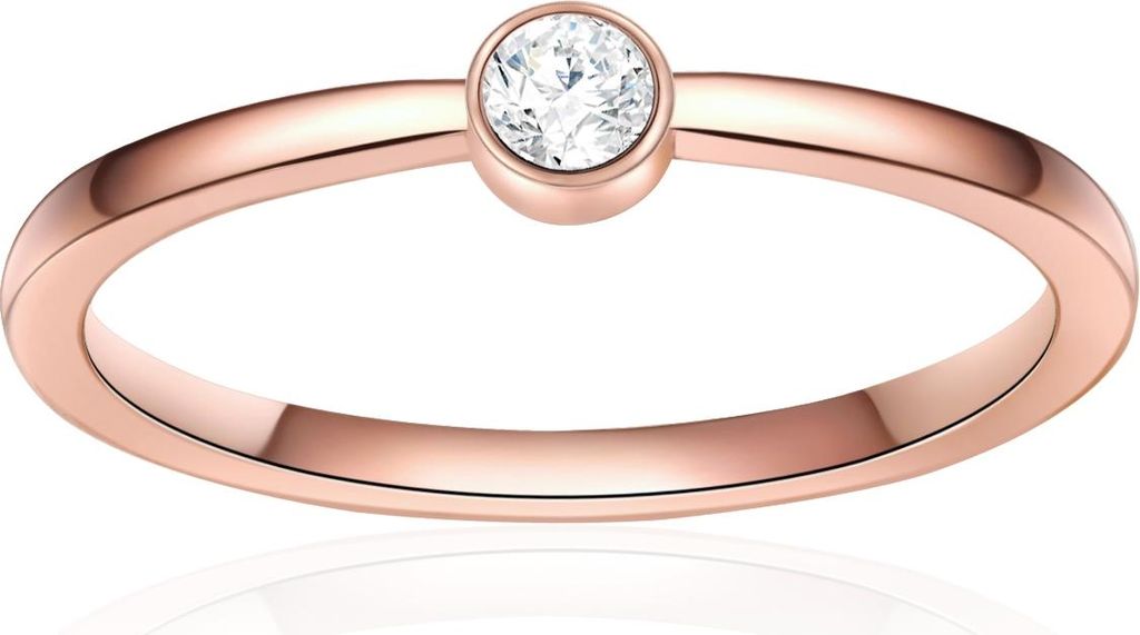 Ring Edelstahl roségold Zirkonia weiß 54