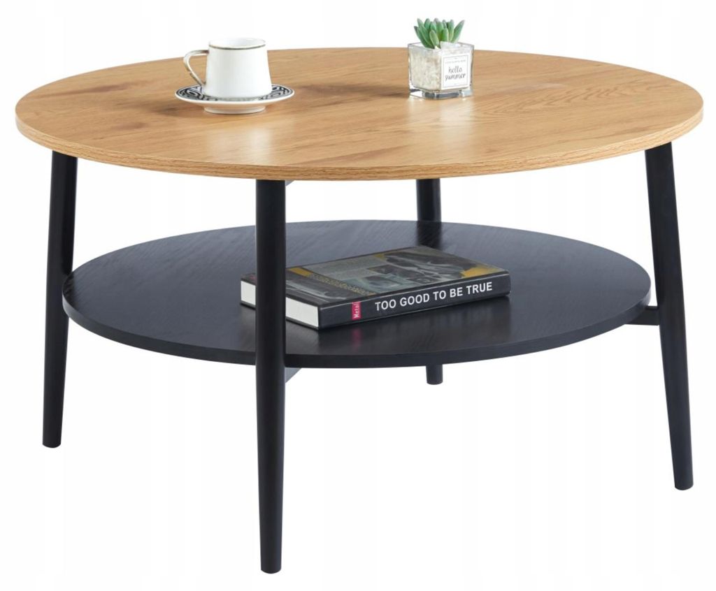 Stolik kawowy okrągły loftowy do salonu 80 x 80 cm kolor Zdjęcie produktu 
