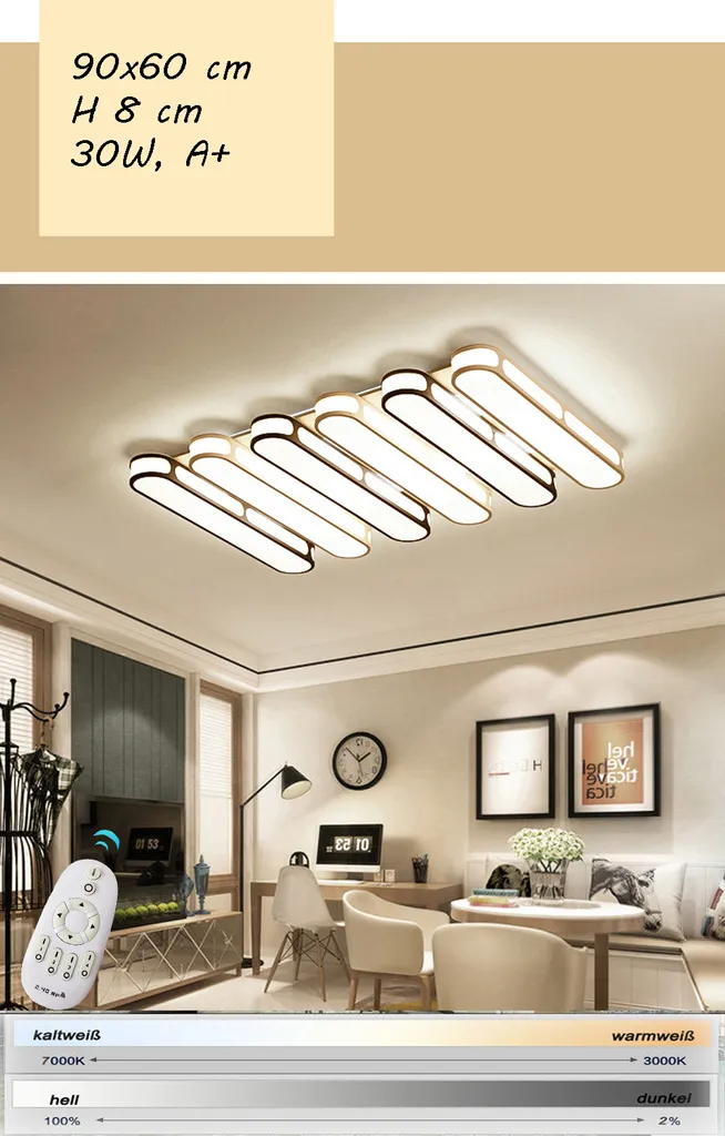 Plafonnier LED Intelligent avec Variation de Couleur et Télécommande A+ - 5