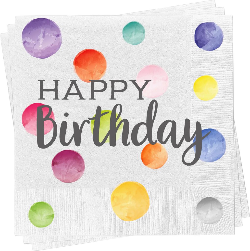 1.09 Servietten HAPPY BIRTHDAY - 100 Stück - Geburtstag, 3-lagig