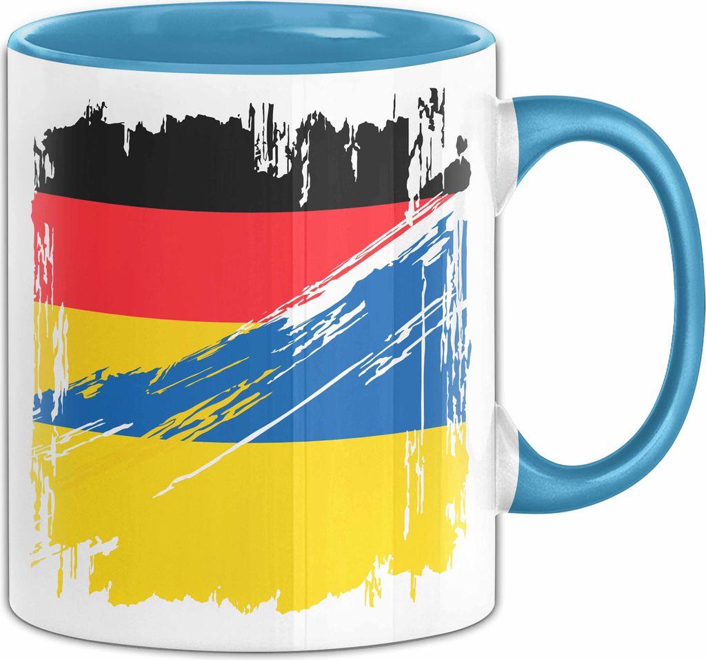 Ukraine Deutschland Flagge Halb Deutscher Halb Ukrainer Produktbild 