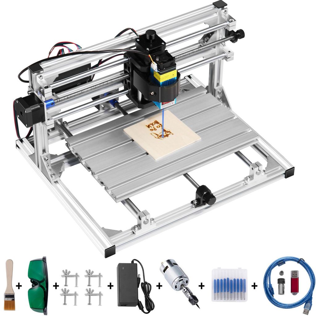 SucceBuy 3018 DIY Mini CNC Maschine Graviermaschine 500 mW, Gravurmaschine mit GRBL Steuerung, 3-Achsen Fräsmaschine für Holz, PVB, PCB und weite...