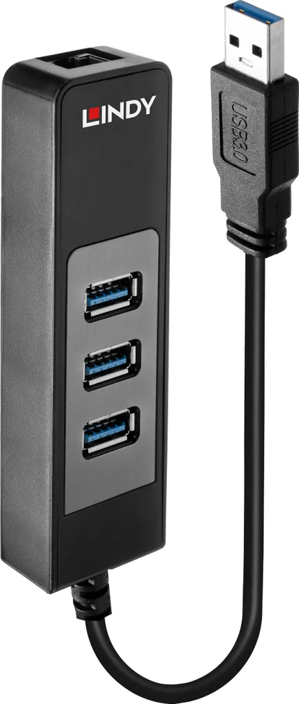 Adattatore Lindy 43176 USB 3.1 to Gigabit LAN + 3 Port Hub USB