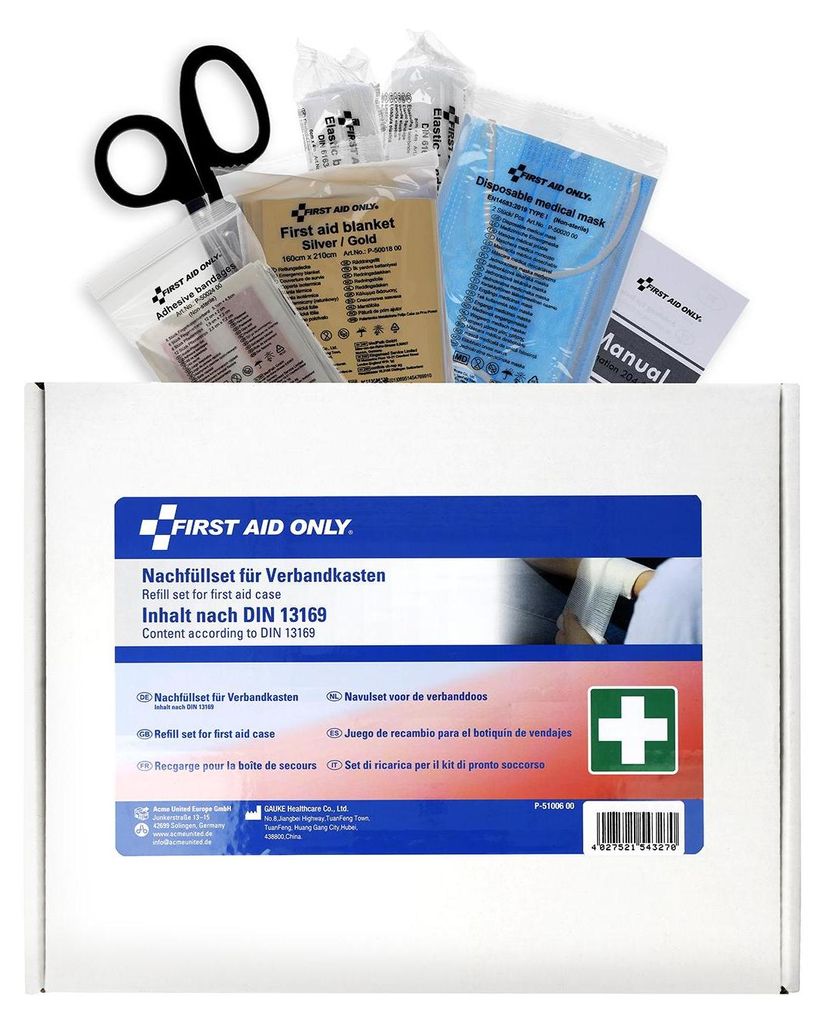First Aid Only Nachfüllset DIN 13169 für Verbandskasten und Erste Hilfe Koffer | 127-teiliges Set gefüllt nach DIN 13169:2021 für Betriebe und ...