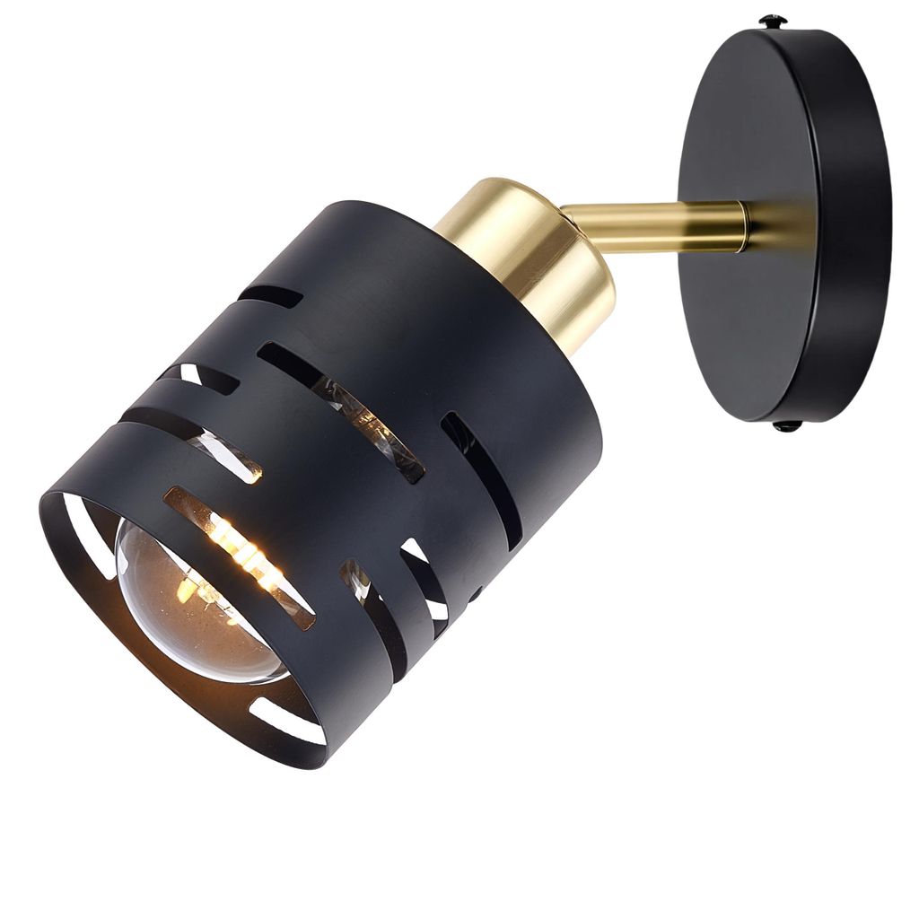 MasterLED Wandlampe E27 - Schwarz mit Gold - Schwenkbare Produktbild 