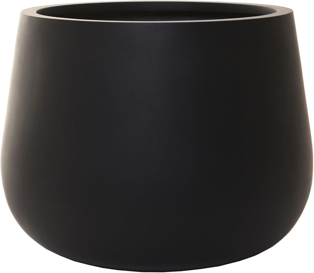VIVANNO Blumentopf Fiberglas GIRAR Rund, Anthrazit matt - 49x37 cm