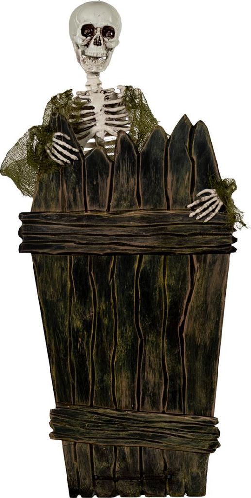 Animiertes Skelett mit Sargdeckel Animatronic 40cm