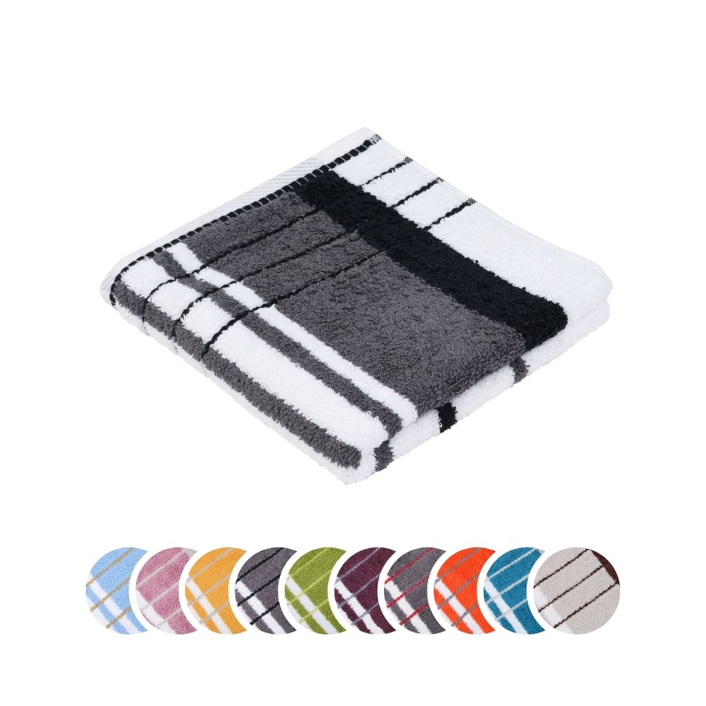 liebling Handtuch, 100% Baumwolle, Serie Potsdam, 50 x 100 cm, 60 Grad waschbar, trocknergeeignet, Farbe: anthrazit & schwarz