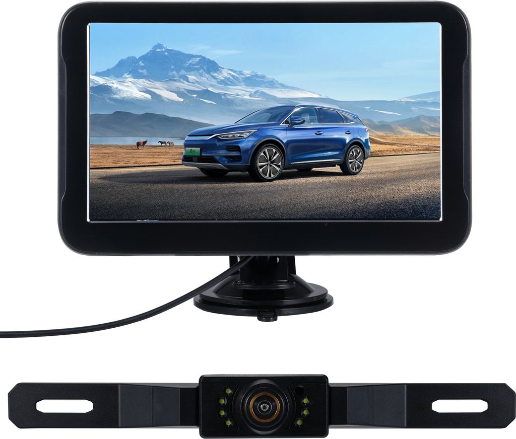 Wasserdichte Rueckfahrkamera mit 7-Zoll-IPS-Monitor, AHD-Rueckfahrkamera mit Nachtsicht, 150¡ã-Weitwinkel, einstellbare Fuehrungslinien, LED-Ruec...