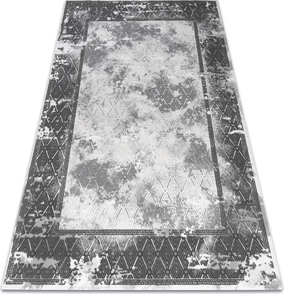 Tapis de Salon Vintage Gris Effet Béton en Acrylique Doux 160x230 cm