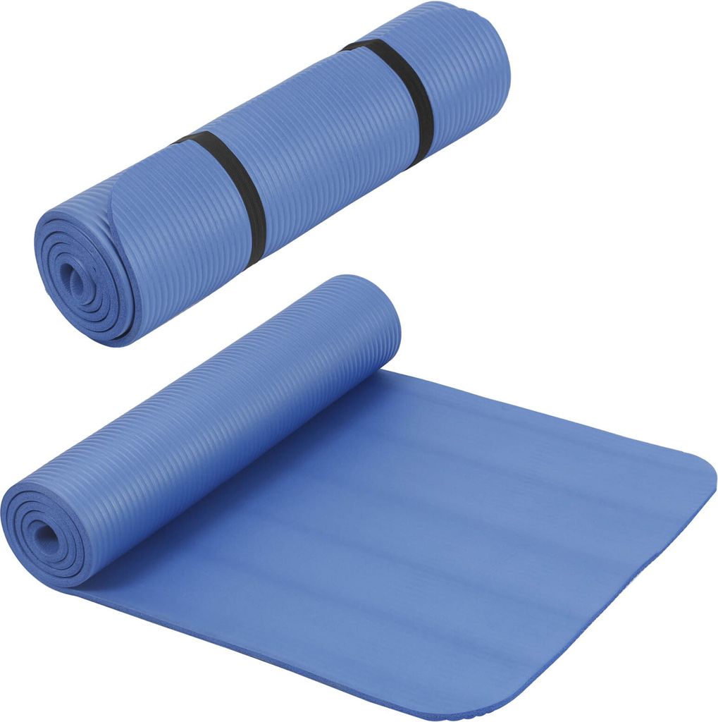 2er Set Yogamatte Blau Gymnastikmatte 190cm x 60cm x 1cm Fitnessmatte Sportmatte Yoga Pilates Fitness Matte Bodenmatte