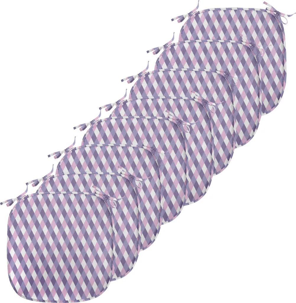 Galette de Chaise Lot de 8 avec Sangles Motif Mosaïque Violet 40x40cm