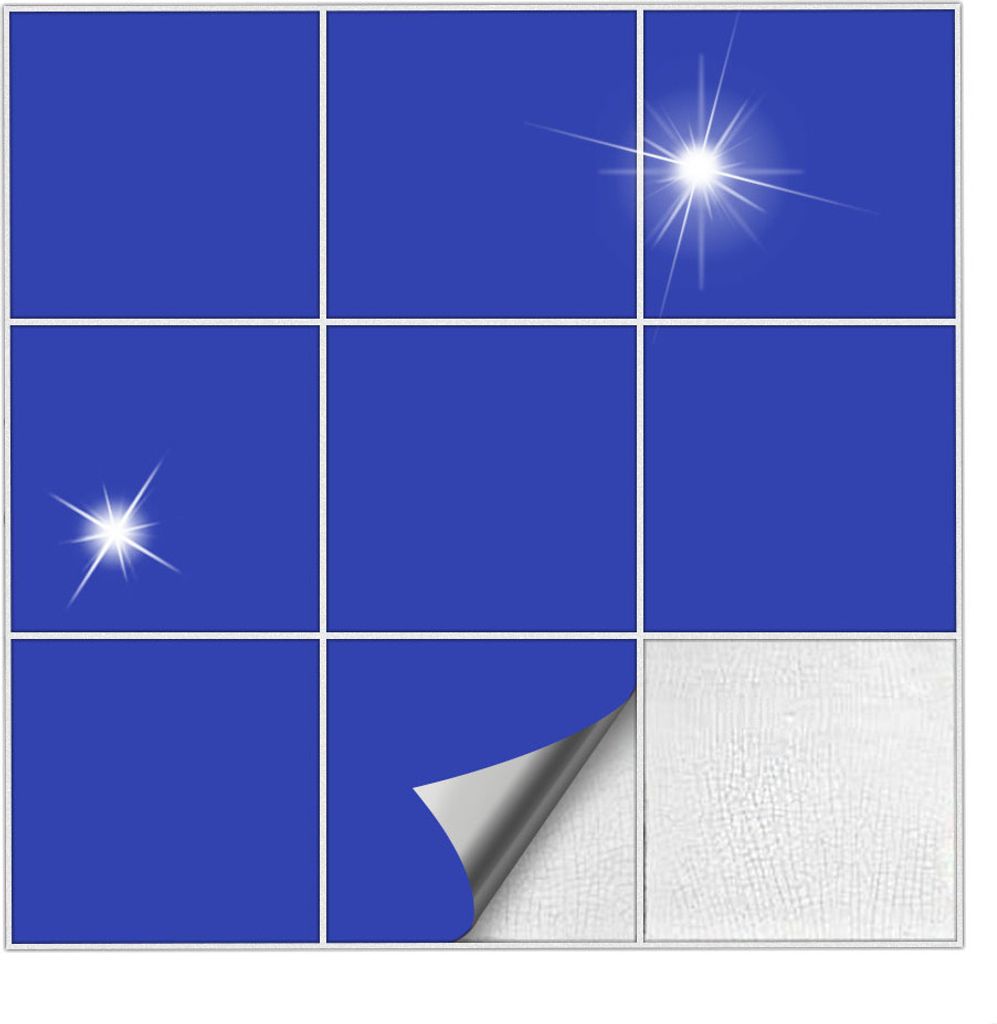 Fliesenaufkleber Für Bad, Küche etc Brillantblau 86 glänzend 9 x 9 cm 25 Stück