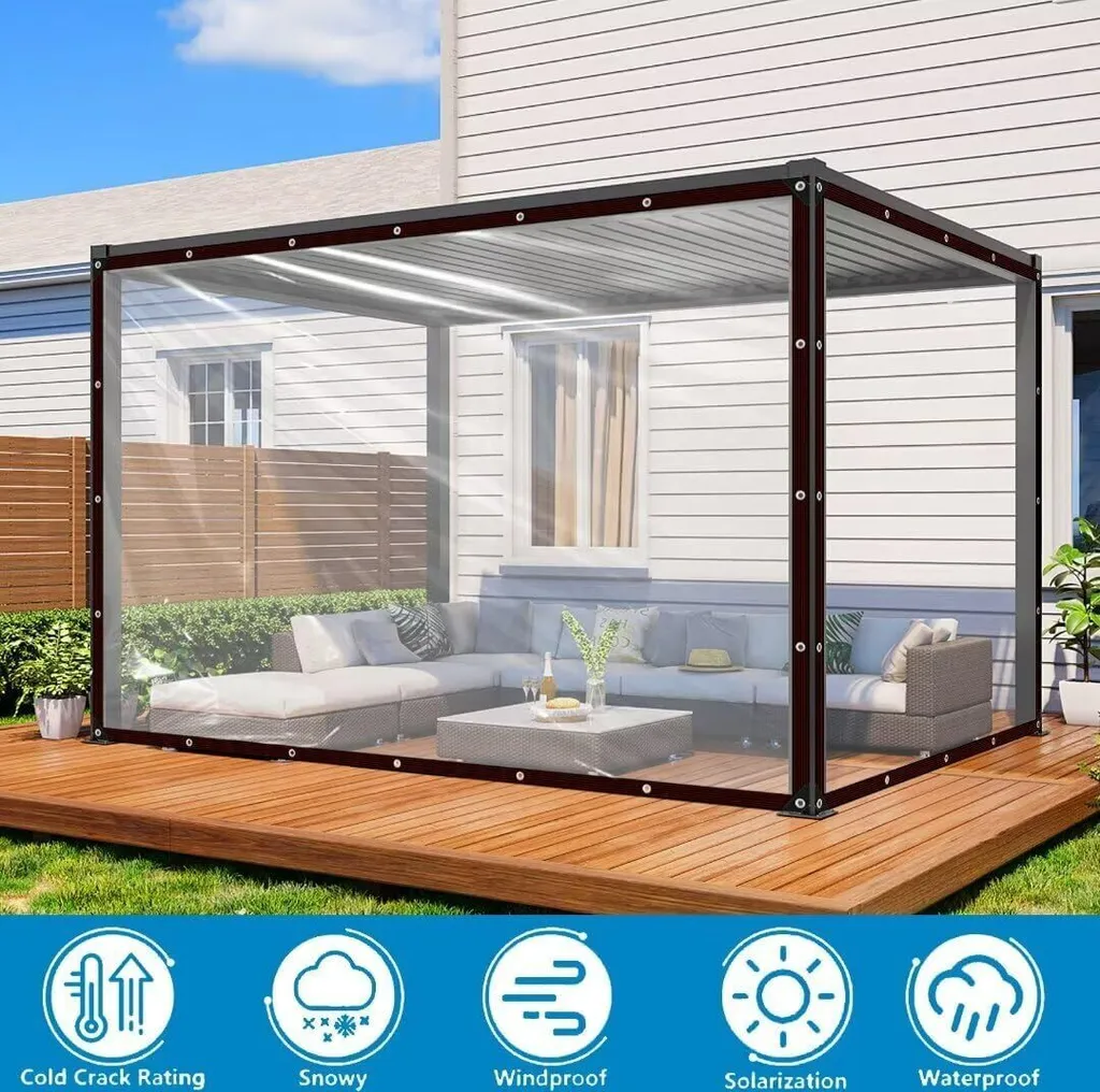 Bâche de couverture transparente 5x7m étanche avec œillets alu robustes