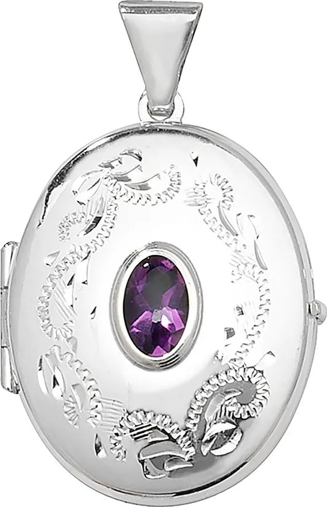 Médaillon Femme Argent 925 Améthyste TRS23766 - Bijou Anti-Allergie