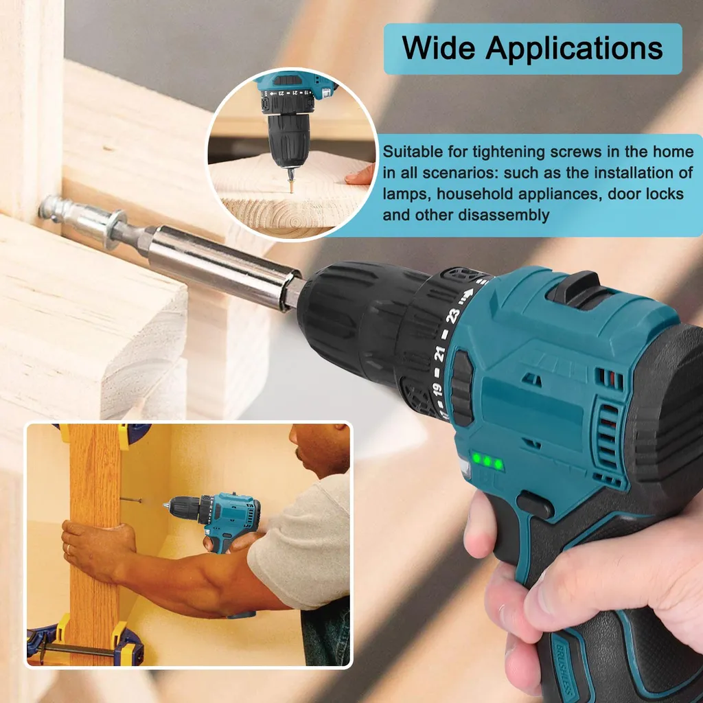 Perceuse visseuse sans fil avec pack de 2 batteries lithium et chargeur