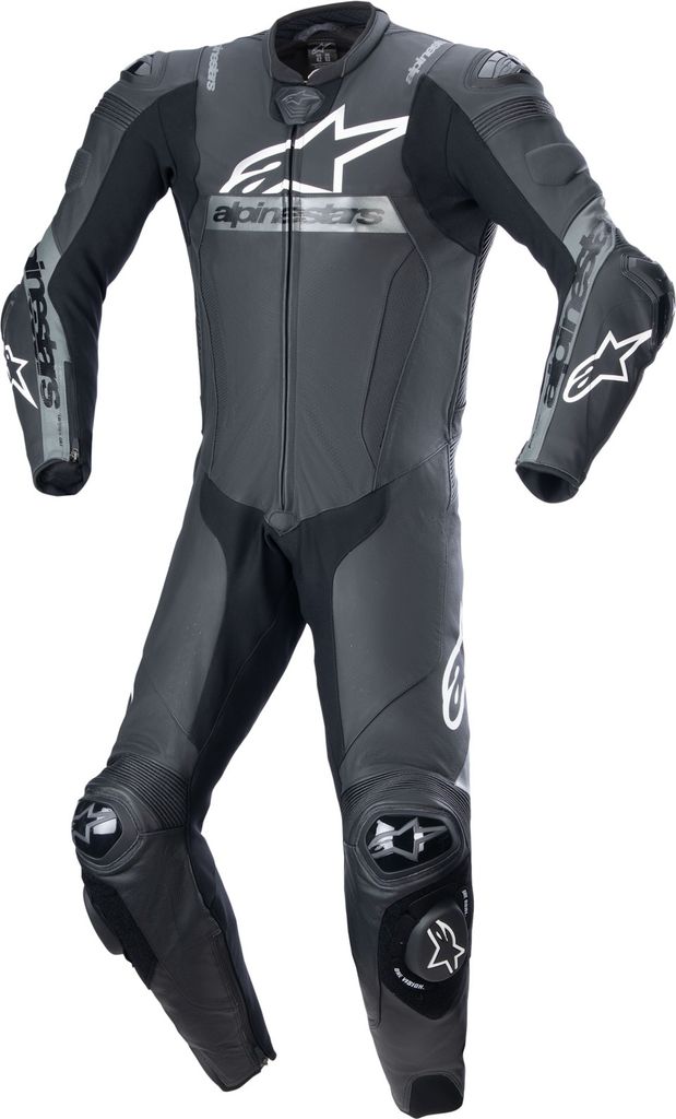 Alpinestars Missile V2 Ward perforierte 1-Teiler Motorrad Lederkombi, schwarz/grau, 52