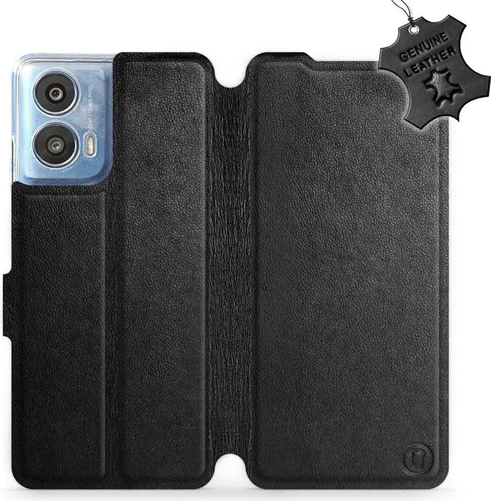 Echtleder Handyhülle für Motorola Moto G24, Mobiwear Leather, Schwarz