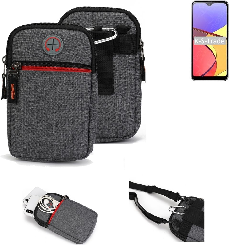 K-S-Trade Holster Gürteltasche kompatibel mit Samsung Galaxy A21 Simple SCV49 Handy Tasche Schutz Hülle grau Zusatzfächer 1x