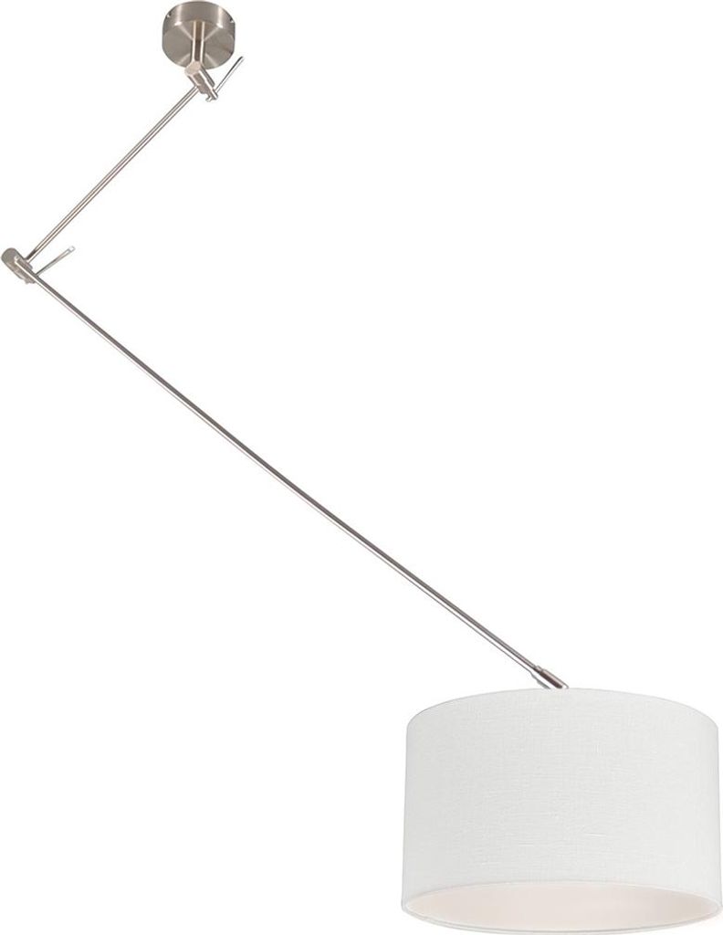 Qazqa Smart led Modern Pendelleuchte, Pendellampe - Blitz - Weiß, Rund, 2700K - 6500K, dimmbar, 35cm, Ideal als Flur, Küche lampe und Wohnzimmerl...