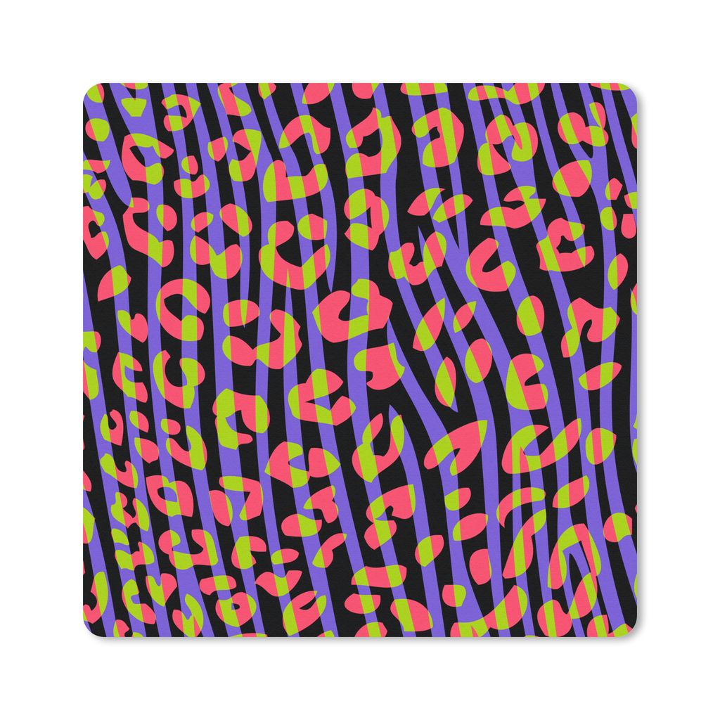 MuchoWow Mauspad Mousepad Pantherdruck - Zebra - Neon 30x30 cm - Mousepads - Maus Mat - Pad - Mausunterlage - Gaming