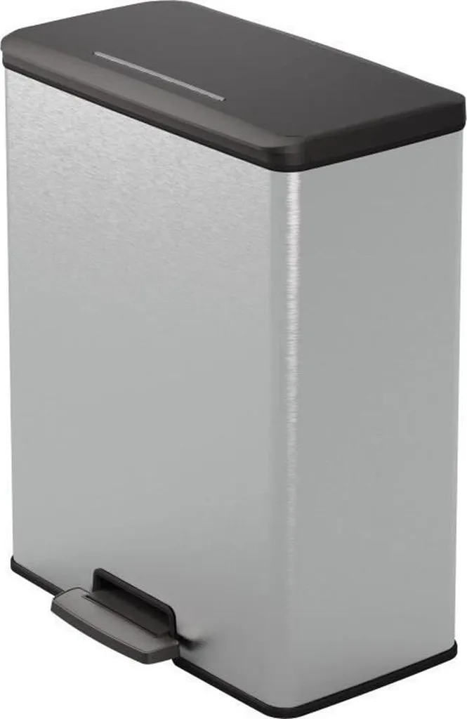 Grande Poubelle de Cuisine 65L à pédale aspect Inox pour tri sélectif