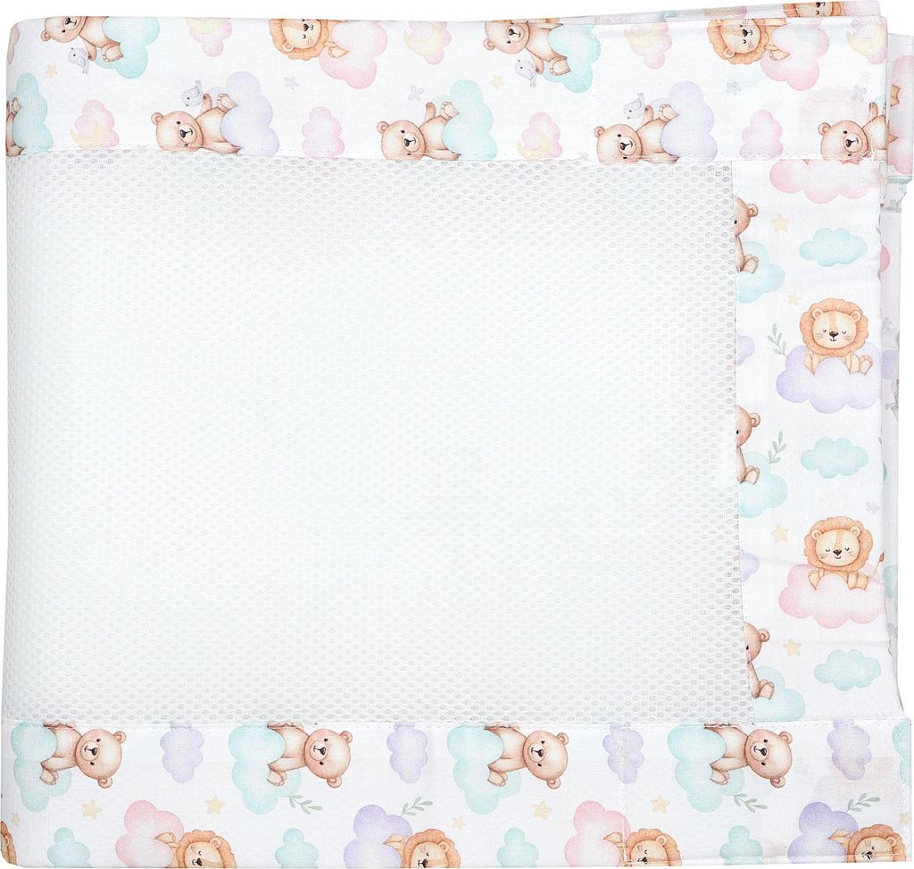 TupTam Gitterstäbe Schutz Netz Babybett Nestchen 3D Mesh 2 Pack, Farbe: Löwe und Bär, Größe: ca. 128 x 30 cm (für Babybett 140x70)