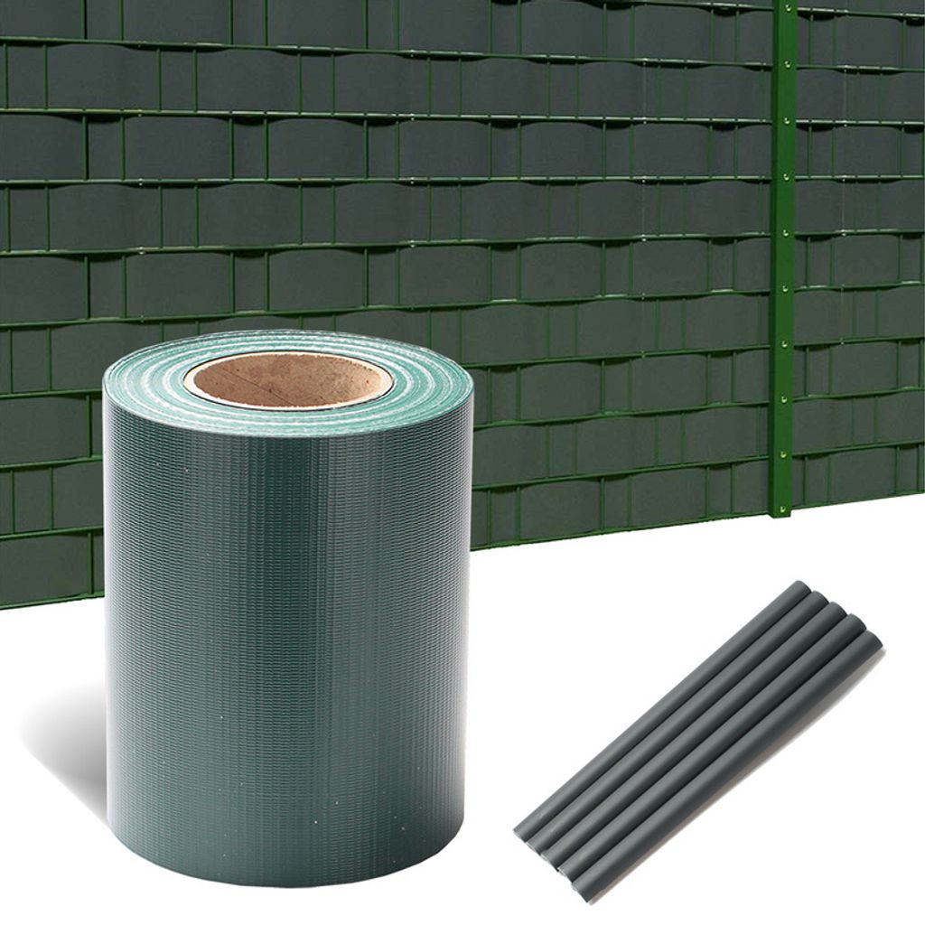 Sichtschutzstreifen Zaun Folie Blickdicht Dick PVC Doppelseitiger Reflexionsarm Sonnenschutz Sichtschutzfolie 4 Rollen á 70m x 19cm Grün