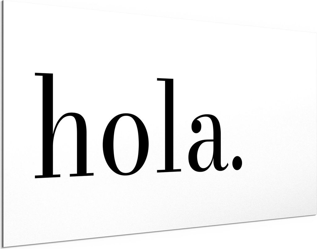 DEQORI Alu-Dibond Bild Weiß 100x50 cm 'Hola - Schriftzug' Wandbild Metall dünn Design