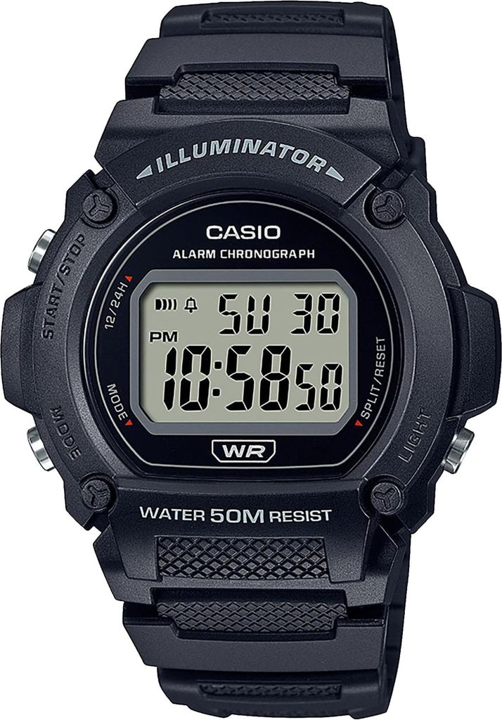 Casio herenhorloge, zwart, model: Casio-W-219H-1AVEF Productafbeelding 