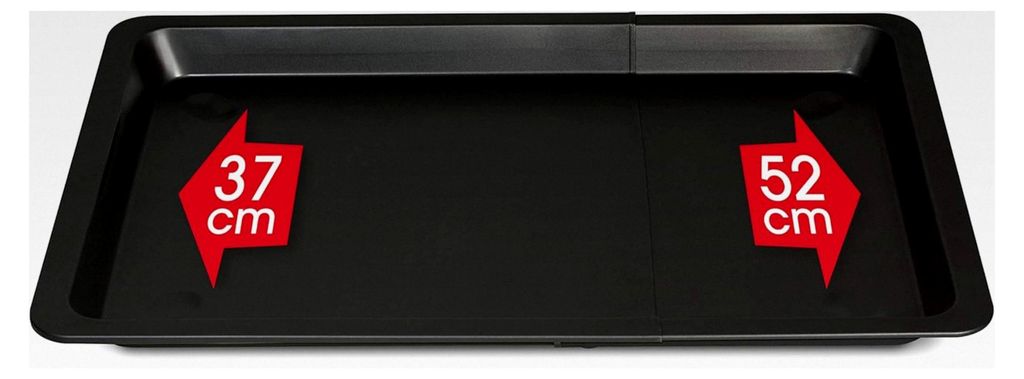 Ausziehbares Backblech – Schwarzes Universal-Backofenblech aus Hi-Top-Stahl, doppelt antihaftbeschichtet, verstellbar von 37-52 cm, Schwarz