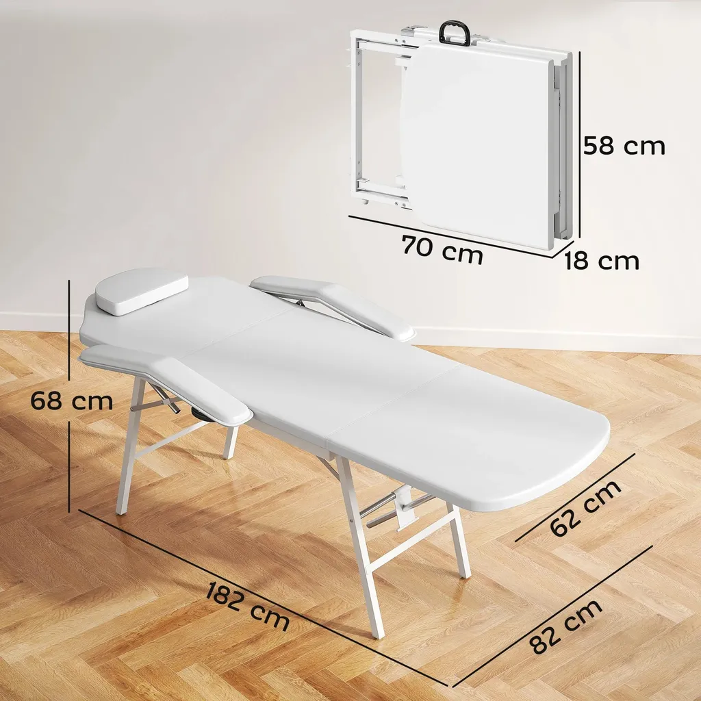 Table de massage réglable 182cm avec appuie-tête et structure métal
