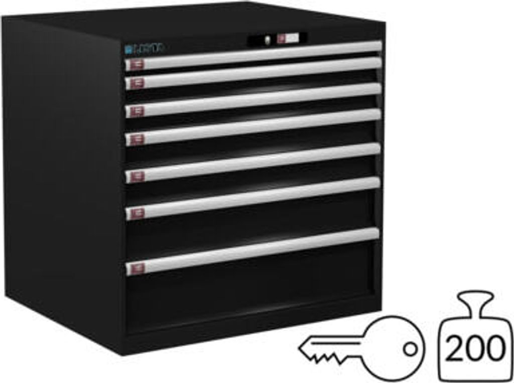 Lista Schubladenschrank - 78.688.060 - 850x870x725 mm (HxBxT) - 7 Schubladen - 200 kg - Key Lock - schwarz (NCS S 9000-N)