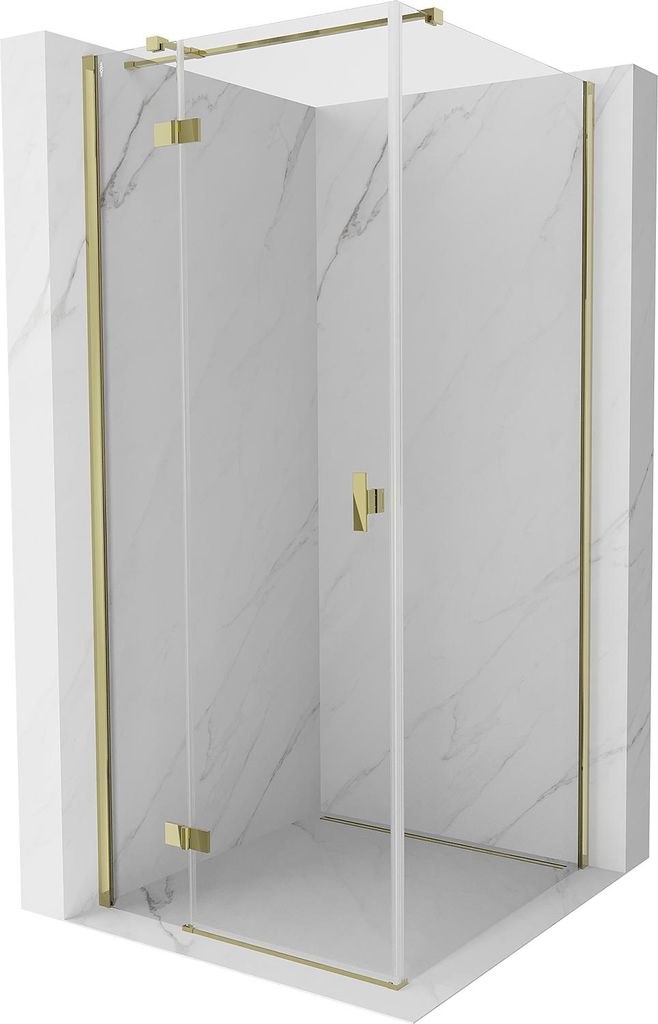 Mexen Mist H T Duschkabine aufklappbar links 90 x 90 cm, transparent, gold - 8A5T-090-090-50-00-L