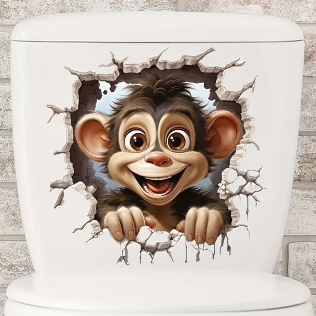 GKA WC Deckel Aufkleber lustiger Affe Toilettendeckel Produktbild 