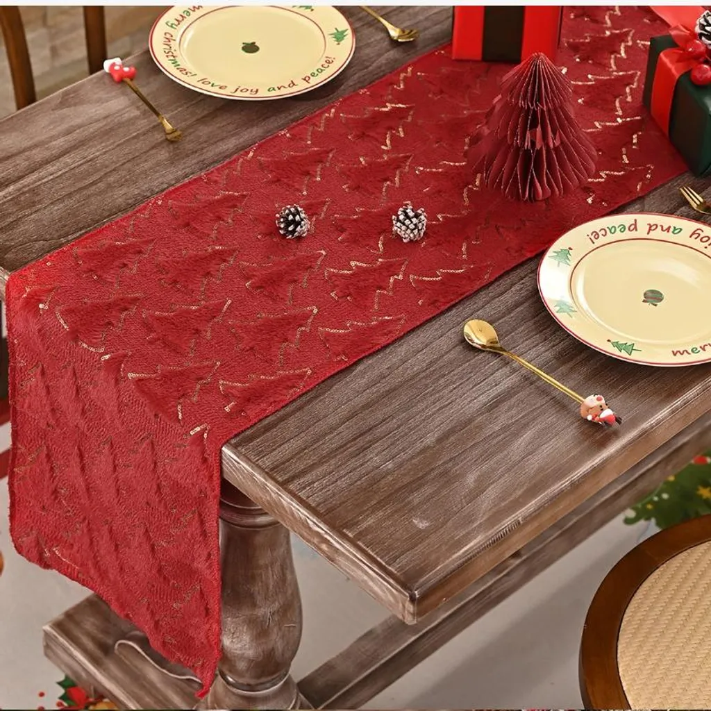 Runner Capodanno Rosso Natalizio da Tavolo Runner Da Tavola Moderni Venature Del Legno Retro in Plancioa Runner Da Tavola Di Per Decorazioni Per La Casa Tovaglia Per Feste Di Matrimonio 33 x