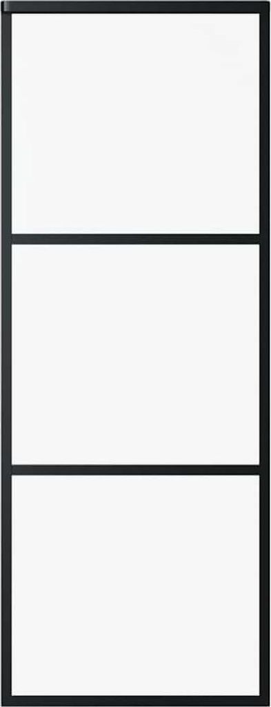 vidaXL Schiebetür 3-teilig ESG-Glas und Aluminium 76x205 cm Schwarz