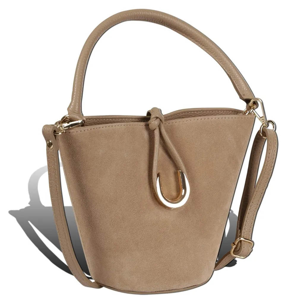 Sac à Main Bicolore Taupe/Beige 23cm - Design Compact et Chic Toscanto