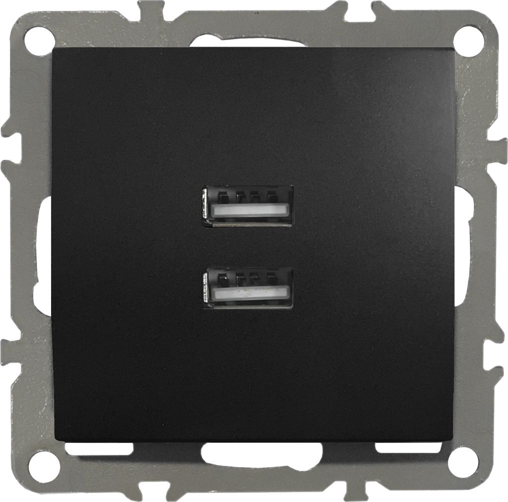 Doppel USB-Steckdose QUADRA schwarz