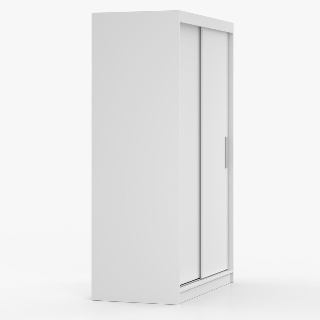 Schwebetürenschrank Kleiderschrank Schrank 120 cm Weiß/Weiß Produktbild 4