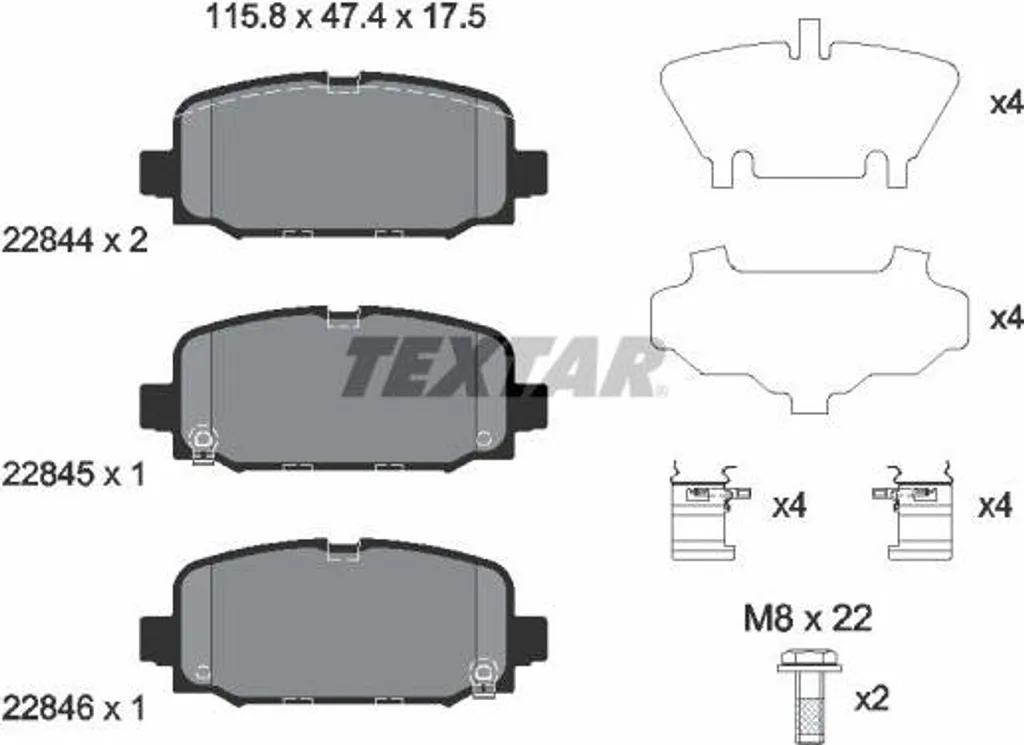 Plaquettes de frein pour Jeep Compass et Fiat Tipo - Kit Textar 2284401