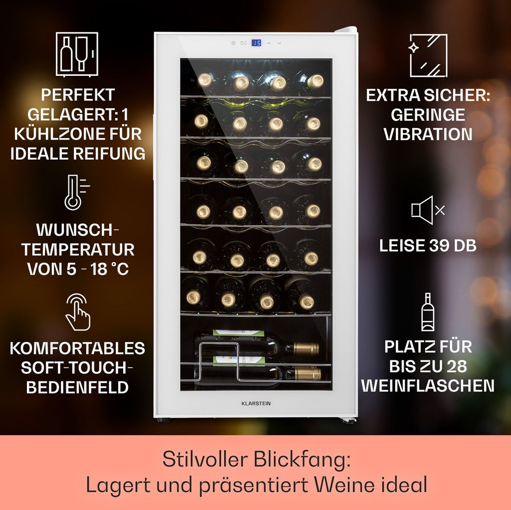 Klarstein Weinkühlschrank, 1 Zonen Getränkekühlschrank Produktbild 2