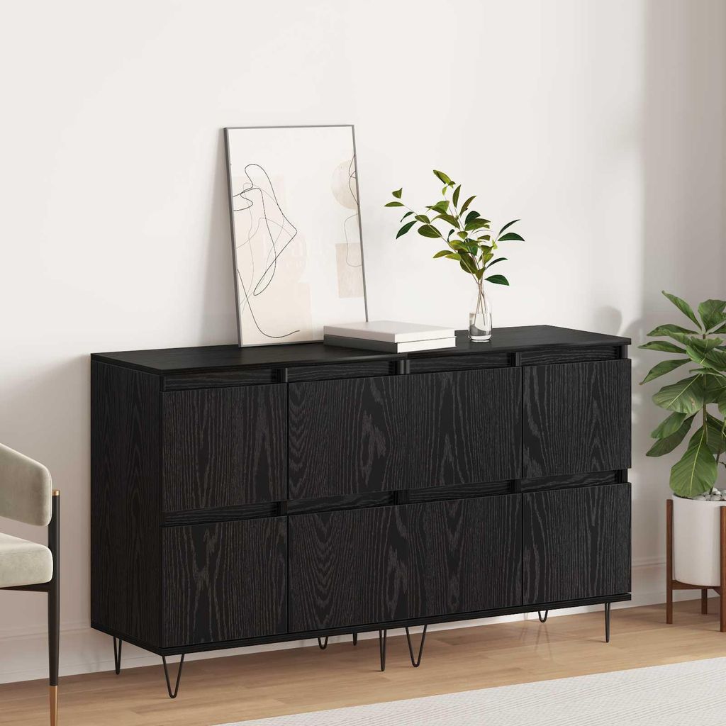 Maison Exclusive - Sideboards 2 pcs Schwarz Eichen-Optik
