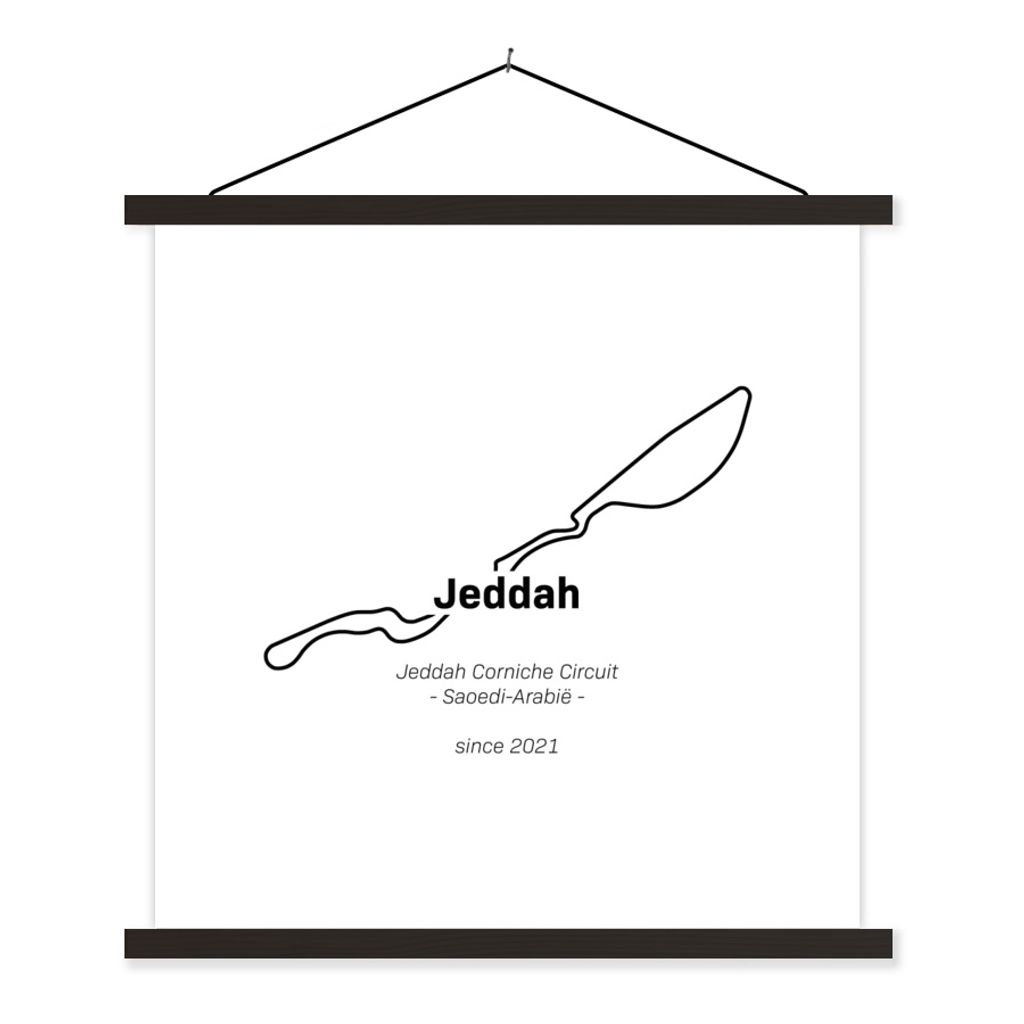 MuchoWow Textilposter Formel 1 - Jeddah - Rennstrecke 120x120 cm mit schwarzem Rahmen - Aufhängungsset